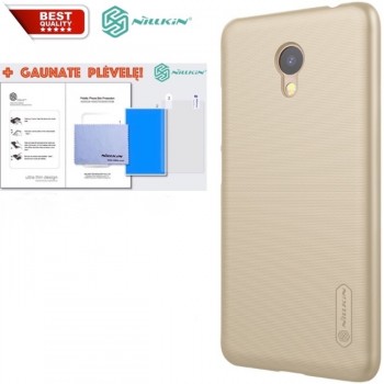 Dėklas auksinis Nillkin frosted + plėvelė (MEIZU M5C)